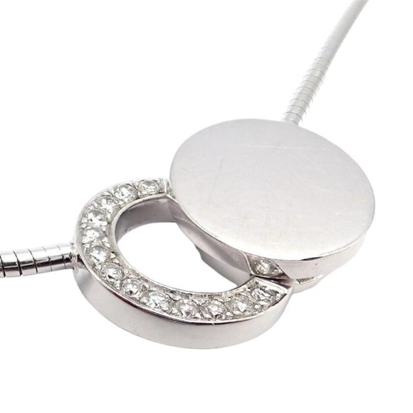 Rare! Authentic Modernist Dinh Van 18k White Gold Diamond Ombre De Lune Necklace - Picture 11 of 12